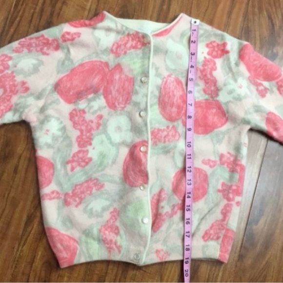 Vintage Rosecrest Women's Cream Peach Floral Button Cardigan Size Small Coquette - Picture 13 of 14